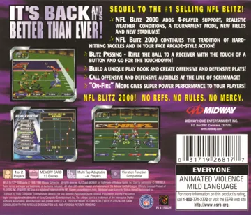 NFL Blitz 2000 (US) box cover back